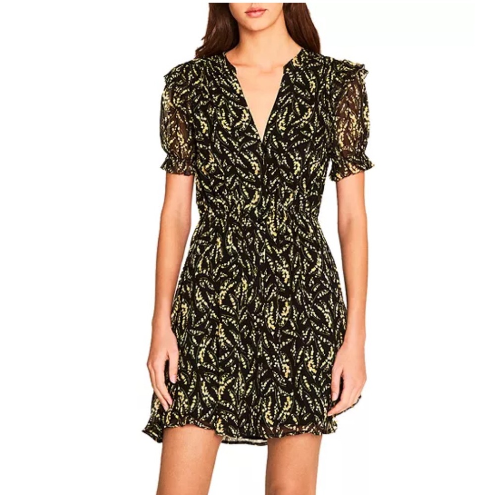 Ba&sh matcha Black Dress with Yellow Floral Accents size large